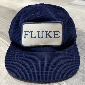 VTG K-Studio 80s FLUKE Patched Blue Corduroy Snap Back Hat Cap